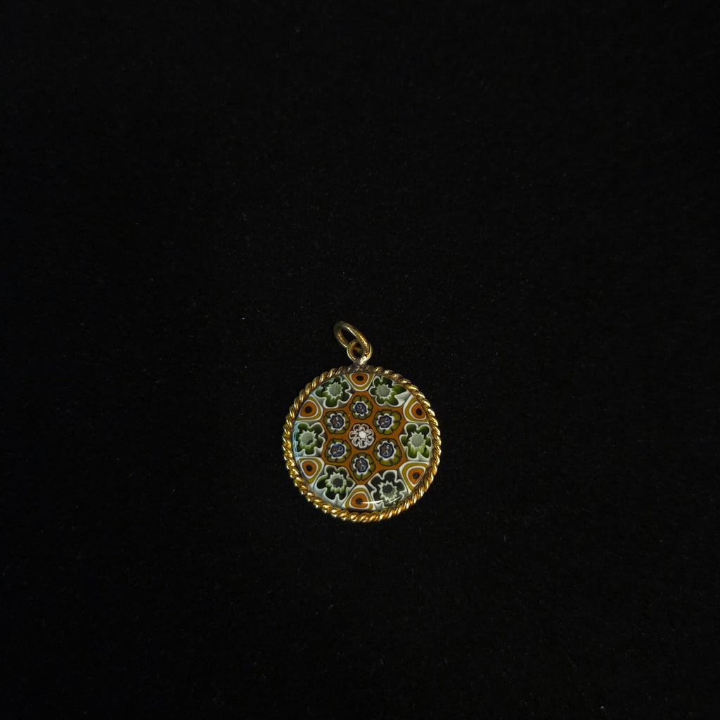 Vintage Gold-plated Italian Millefiori Art Glass Pendant