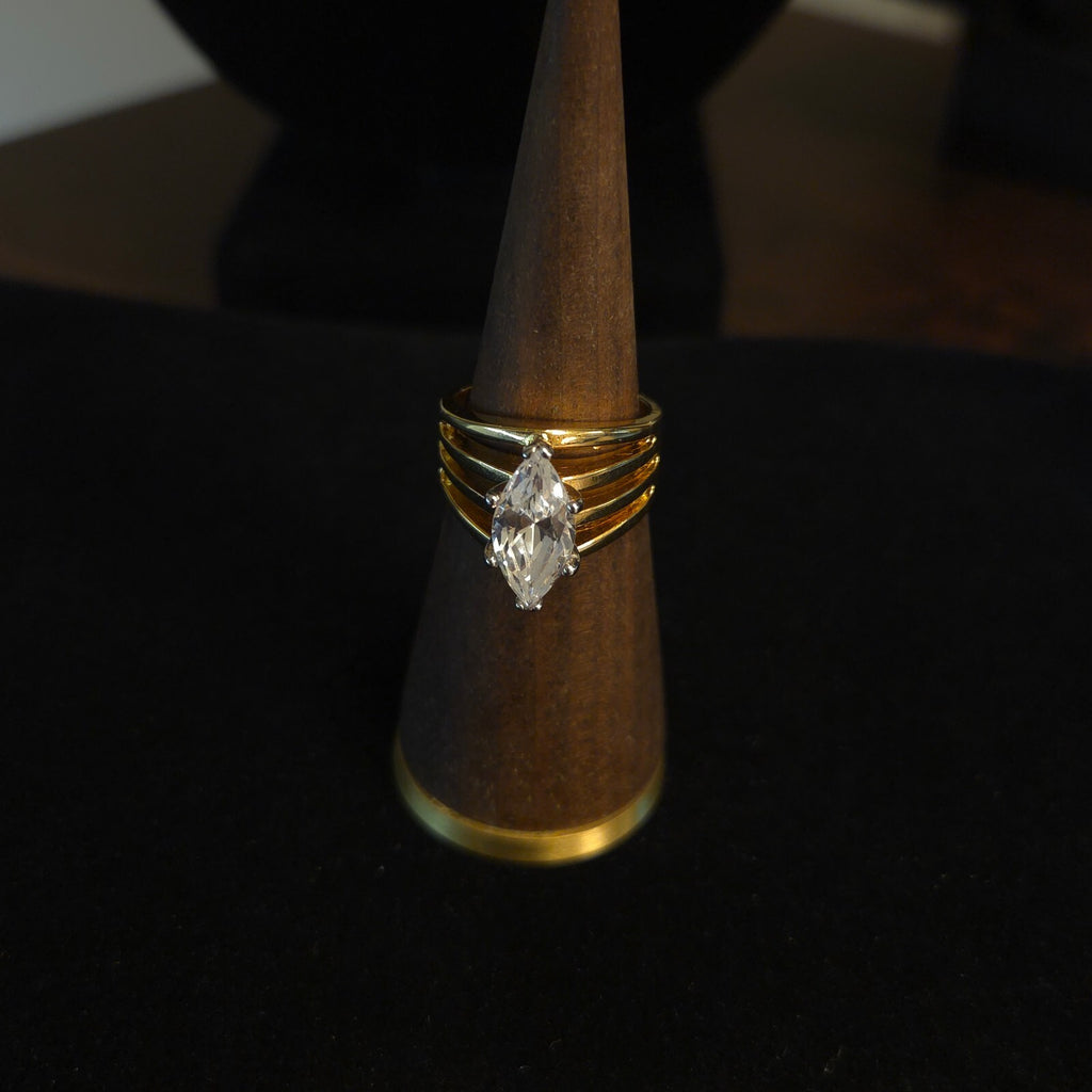 Vintage Size 8 14K HGE LIND Marquise CZ Ring