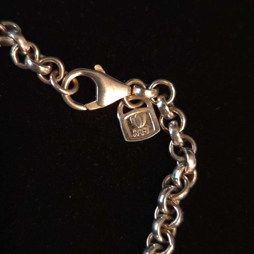 Sterling. 999 Silver Purity Bean Rolo Bracelet
