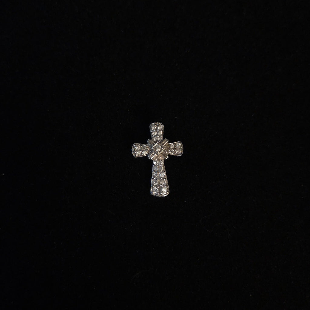 Sterling Silver 7/8" CZ Cross Pendant
