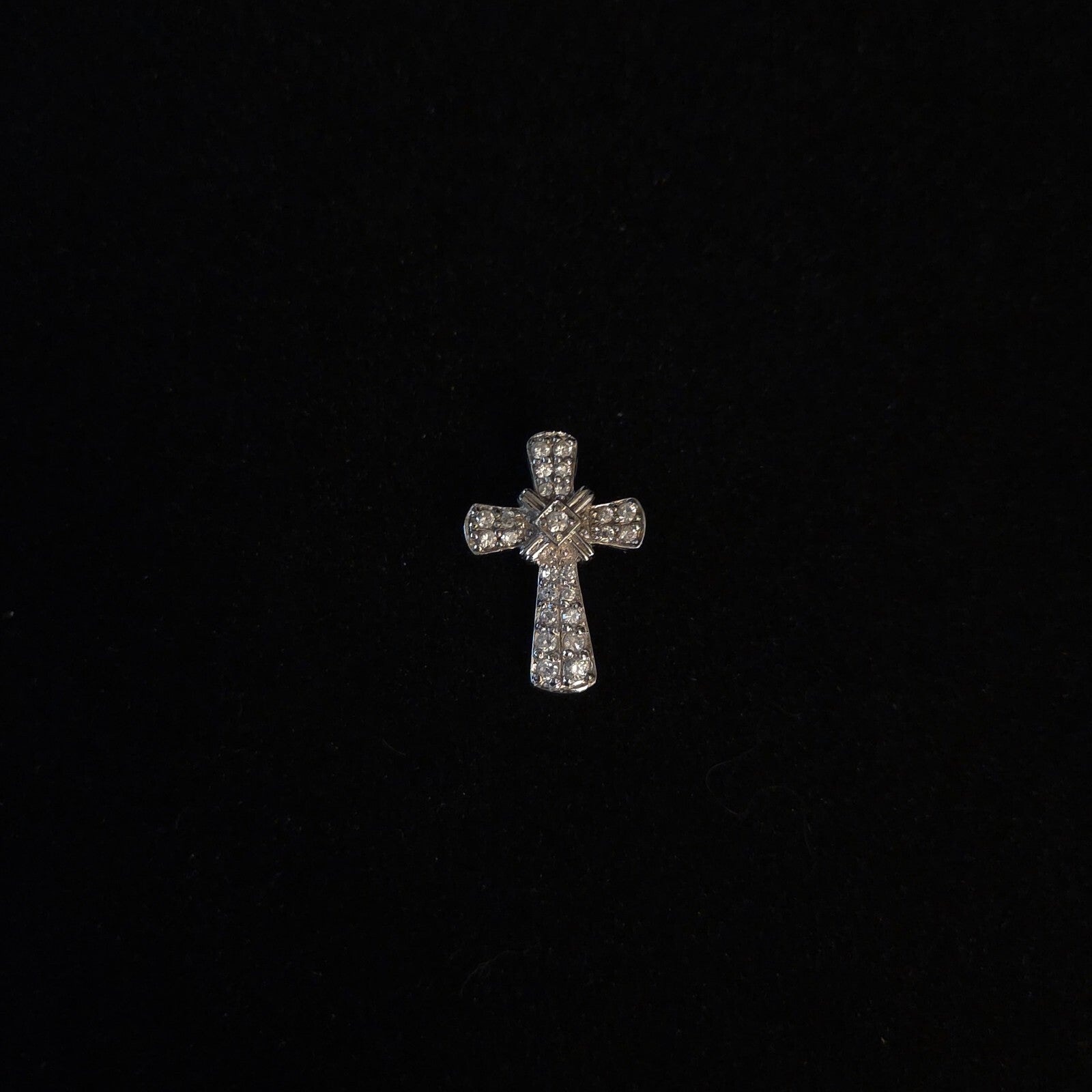 Sterling Silver 7/8" CZ Cross Pendant