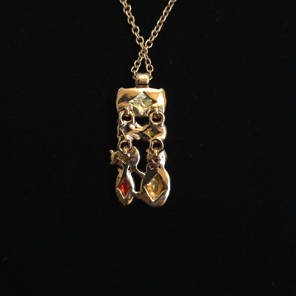 Gold-tone with Foil Wrapped accent pendant Necklace