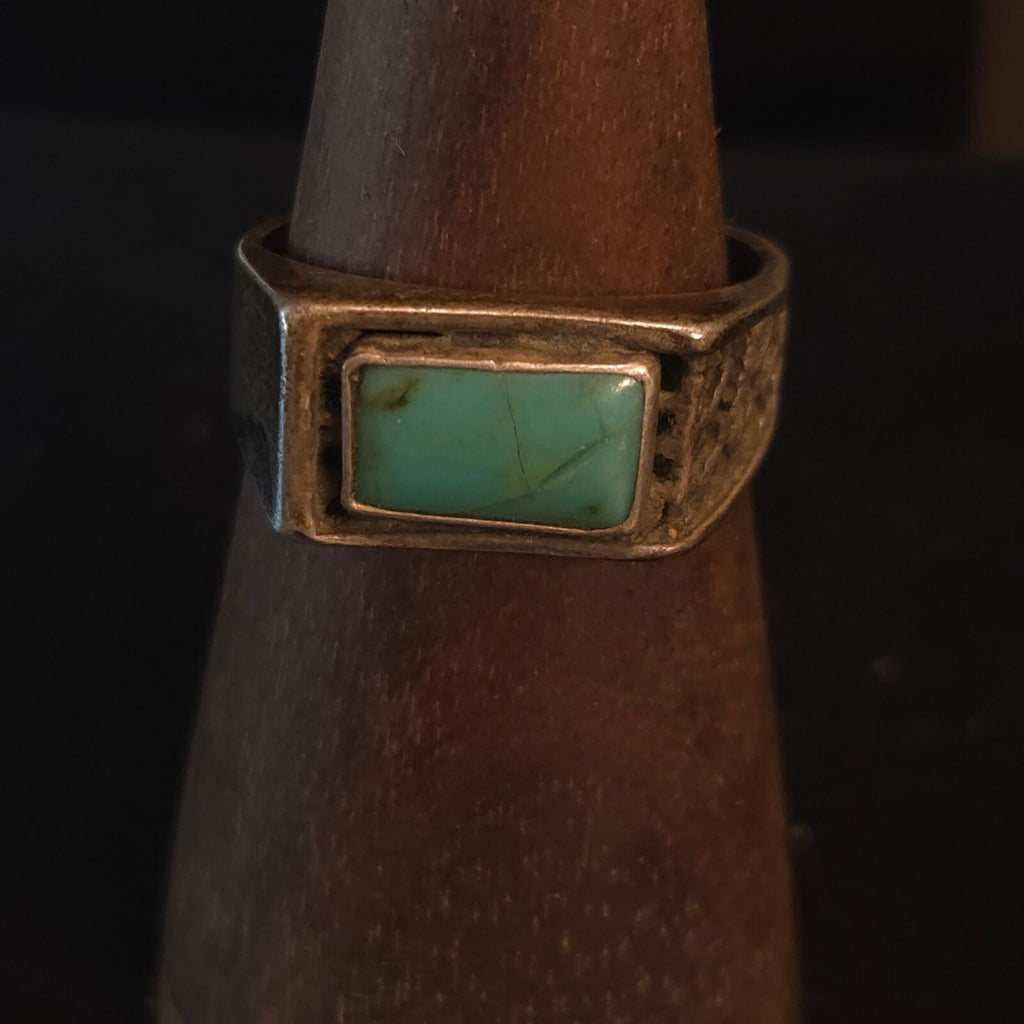 Vintage Size 10 Sterling Silver SW Turquoise Ring