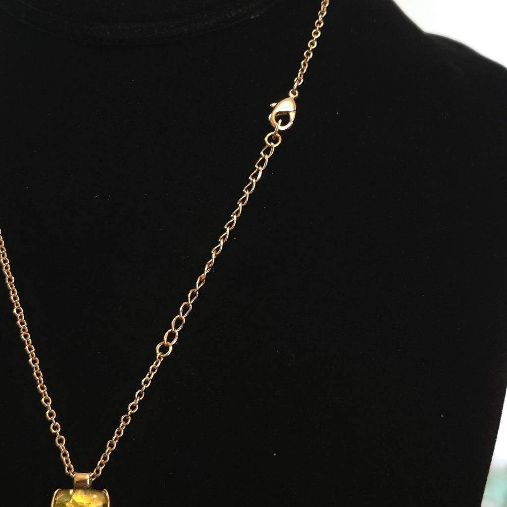 Gold-tone with Foil Wrapped accent pendant Necklace