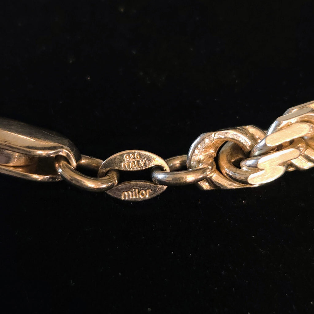 Vintage Sterling Silver 4MM Diamond-Cut Rope Chain Bracelet
