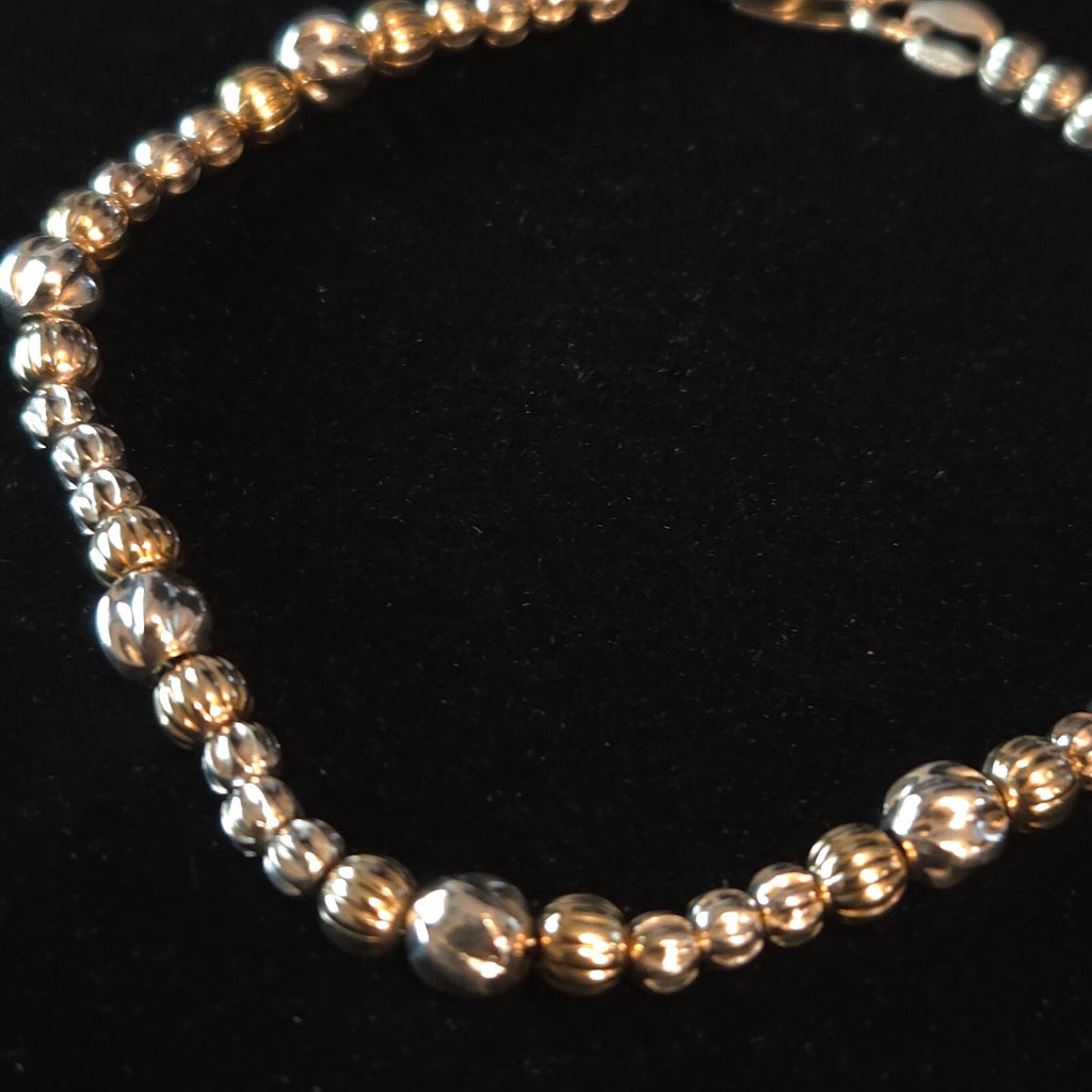 Sterling Silver and Gold 7 1/2" Beaded Bracelet
