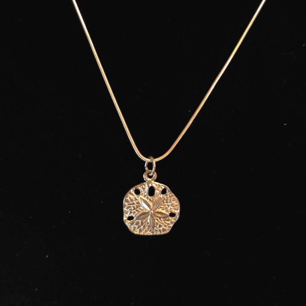 Vintage Sterling Silver Snake Chain with Sterling Sand Dollar Charm