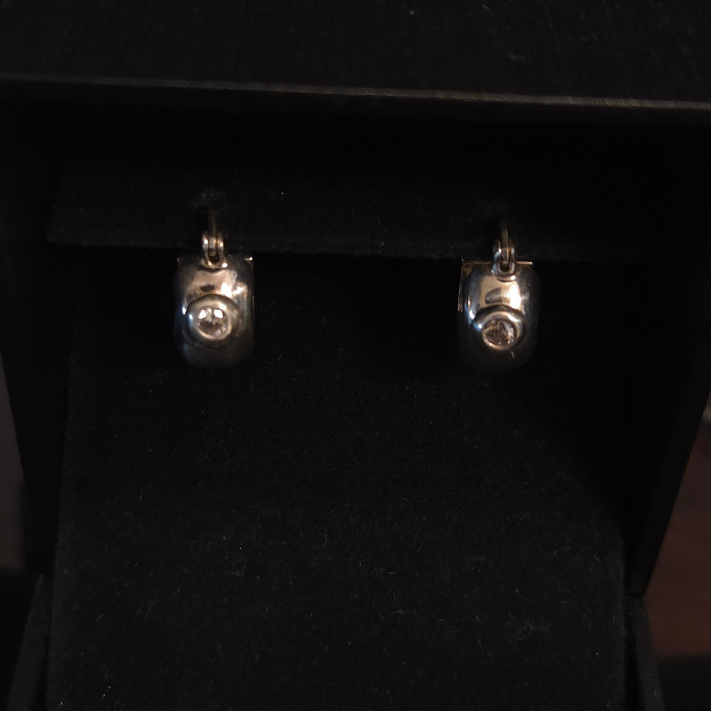 Vintage Sterling Silver CZ Hoops