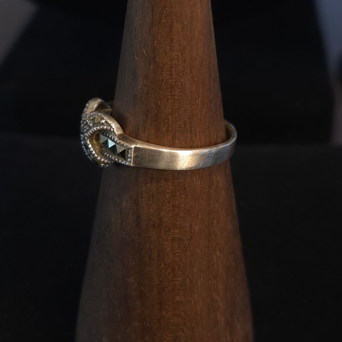 Vintage Size 7 Sterling and Marcasite Crossed Ring