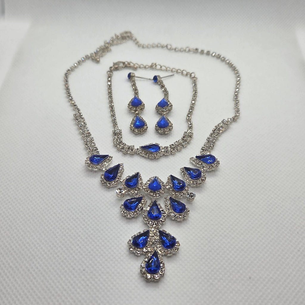 Royal Blue and Silver Rhinestone Jewelry Set