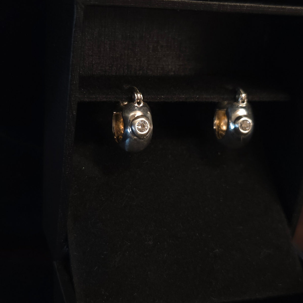 Vintage Sterling Silver CZ Hoops