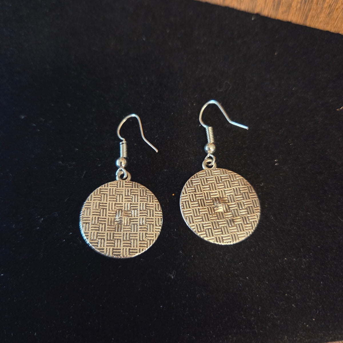 Silver-Tone Dangle Earrings with Small Turquoise Center