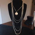 Silver-Tone 5 Strand Locket Necklace