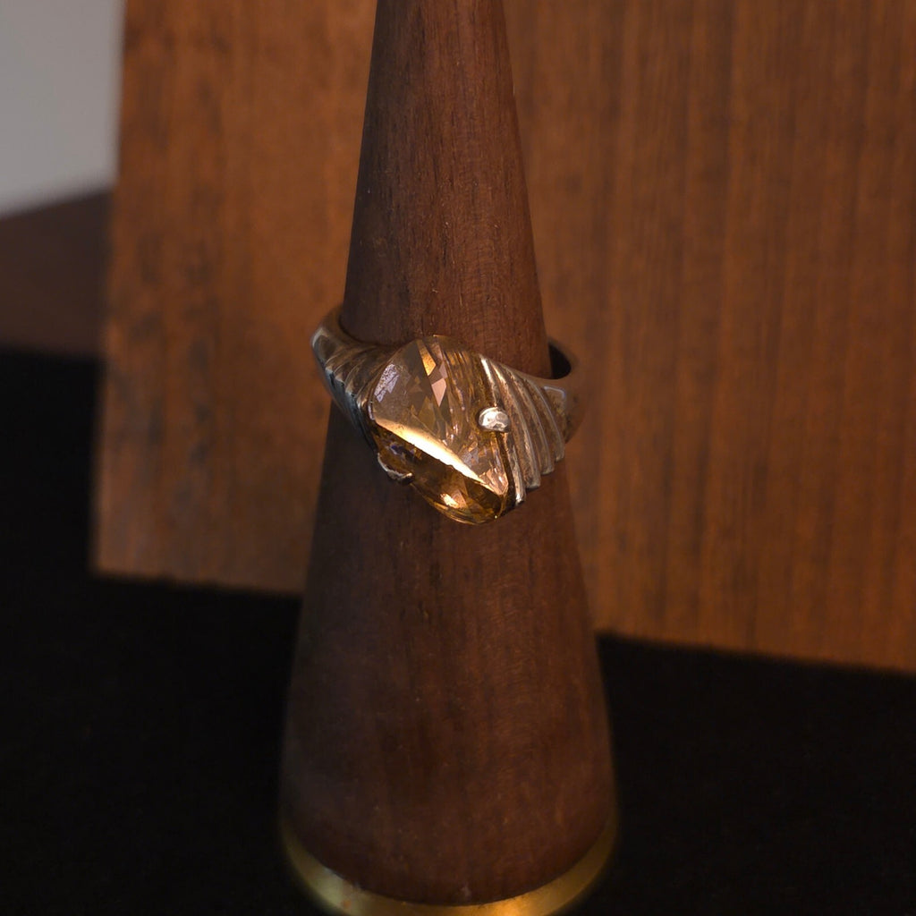 Vintage Size 6 Sterling Silver Pink Tourmaline Unique Ring