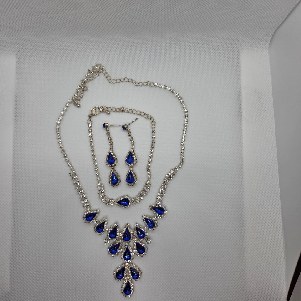 Royal Blue and Silver Rhinestone Jewelry Set