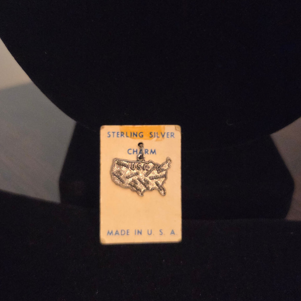 Vintage Sterling Silver USA Charm - Original Display Card