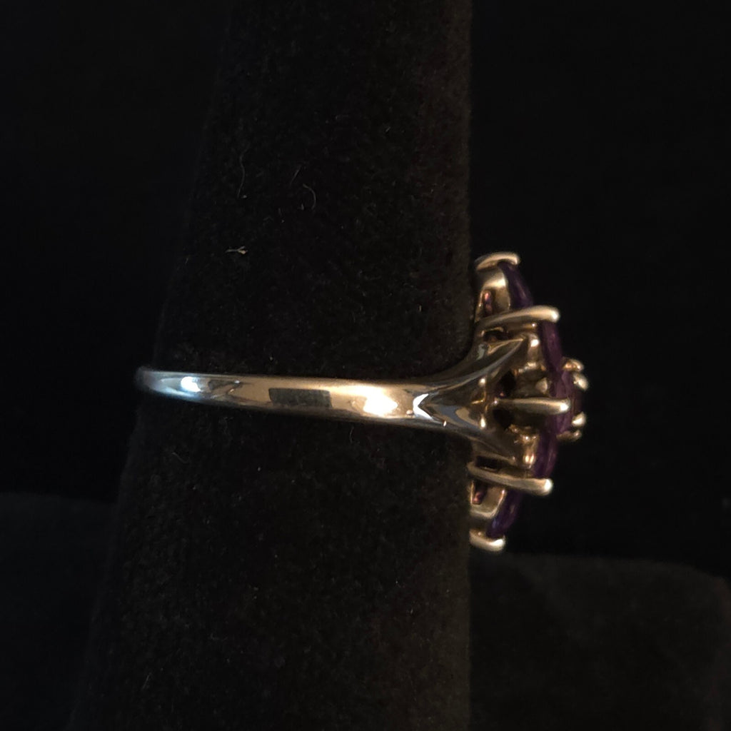 Vintage Size 7 Estate Sterling Silver Amethyst Cocktail Ring