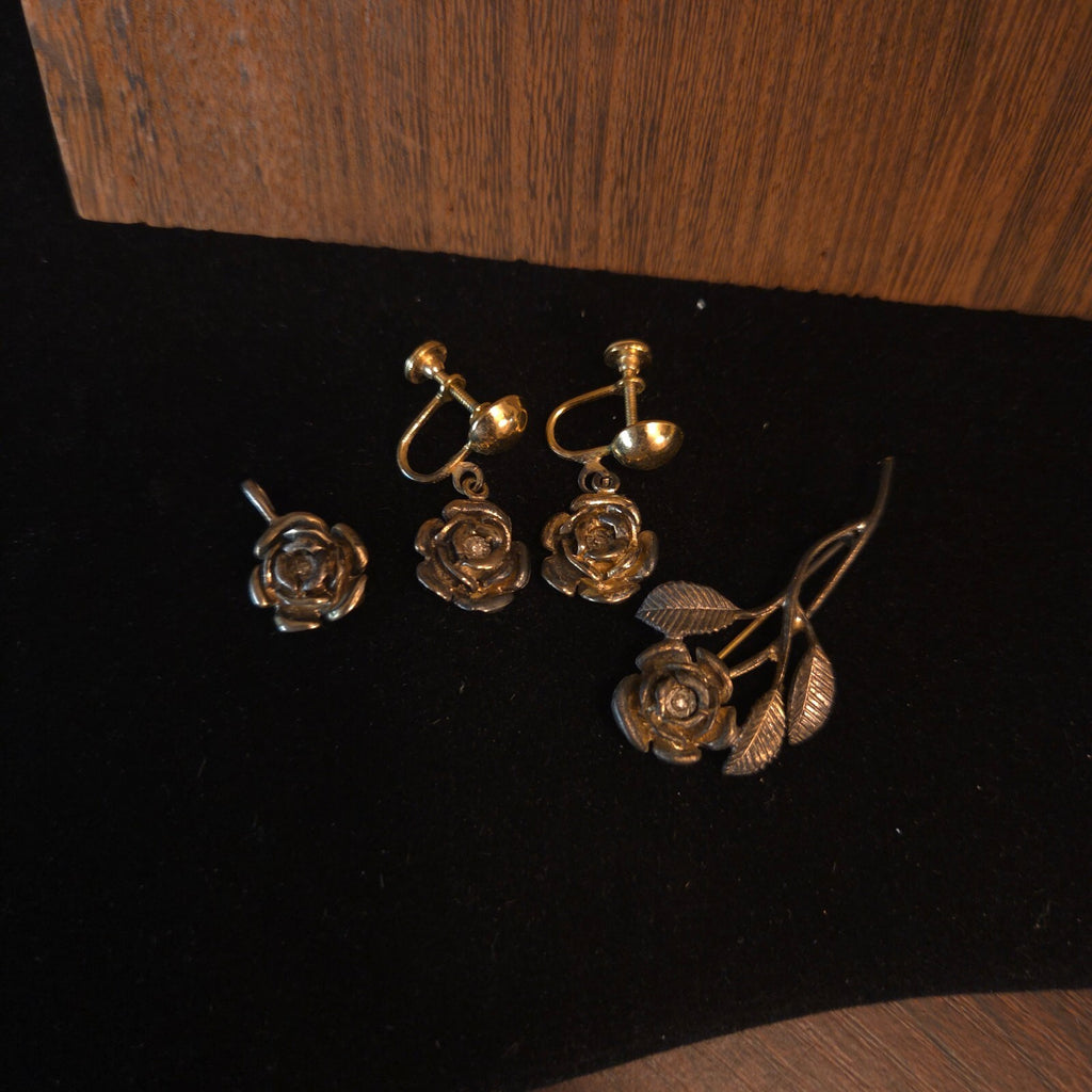 Gold Over Sterling Silver AVON Rose Set