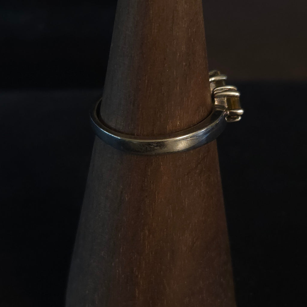 Vintage Size 8 Sterling Silver and Yellow Citrine Ring
