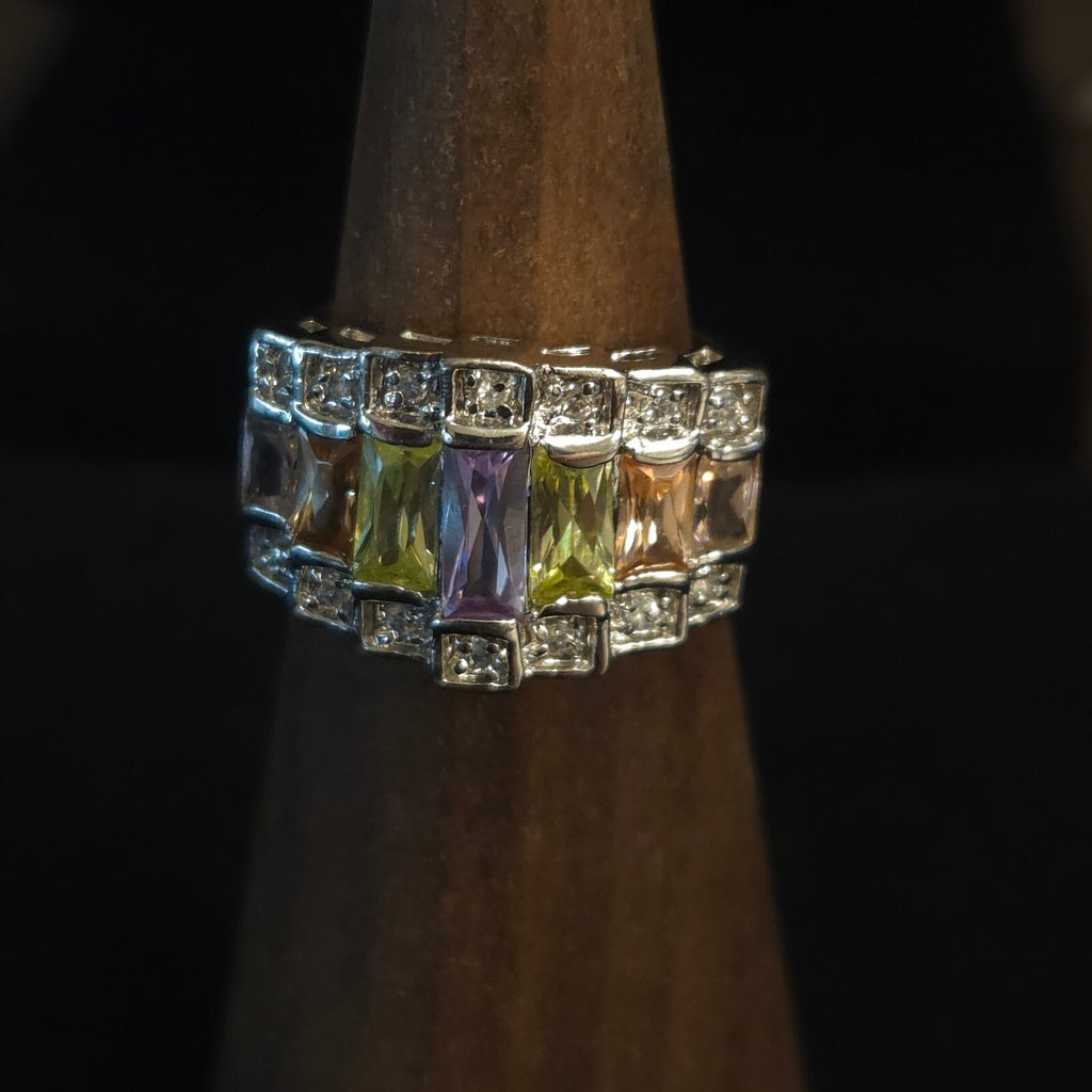 Vintage Size 6 18K GE Rainbow CZ Ring
