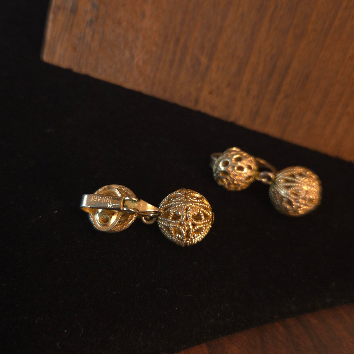 Crown Trafari Filigree Bead Drop Clipon Earrings