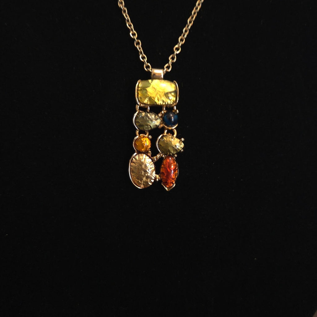 Gold-tone with Foil Wrapped accent pendant Necklace