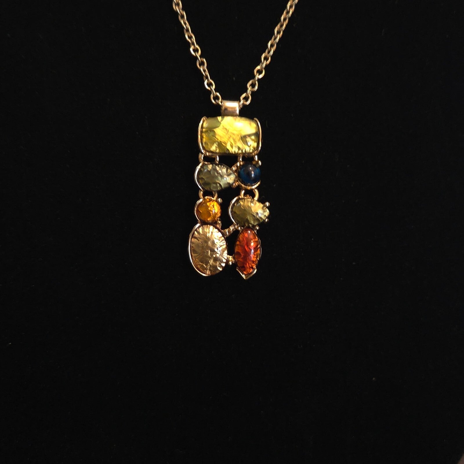 Gold-tone with Foil Wrapped accent pendant Necklace