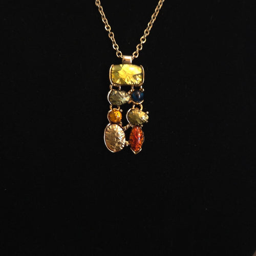 Gold-tone with Foil Wrapped accent pendant Necklace