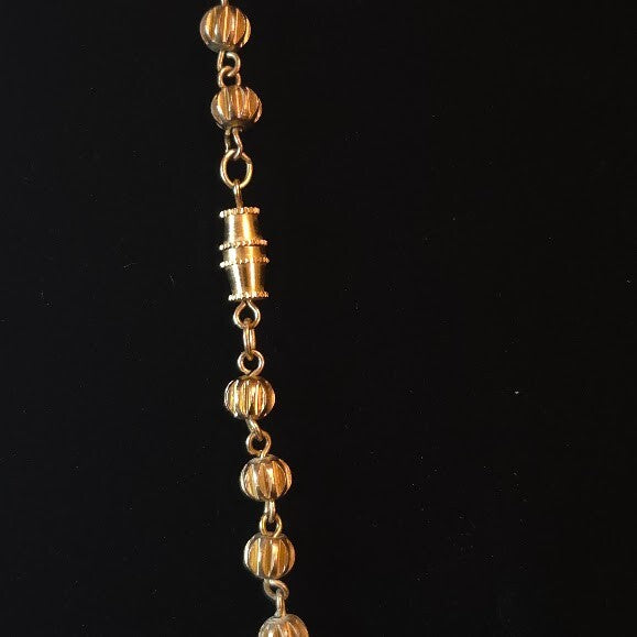Vintage Gold-tone Fluted Bead Chain Necklace