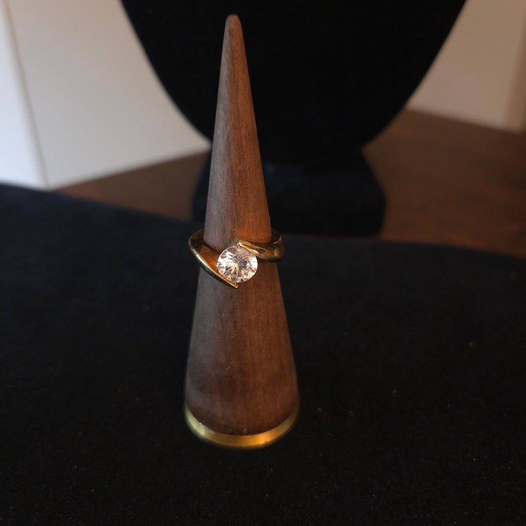 Gold-Tone 14K HGE LIND Size 6 Round CZ Bypass Ring