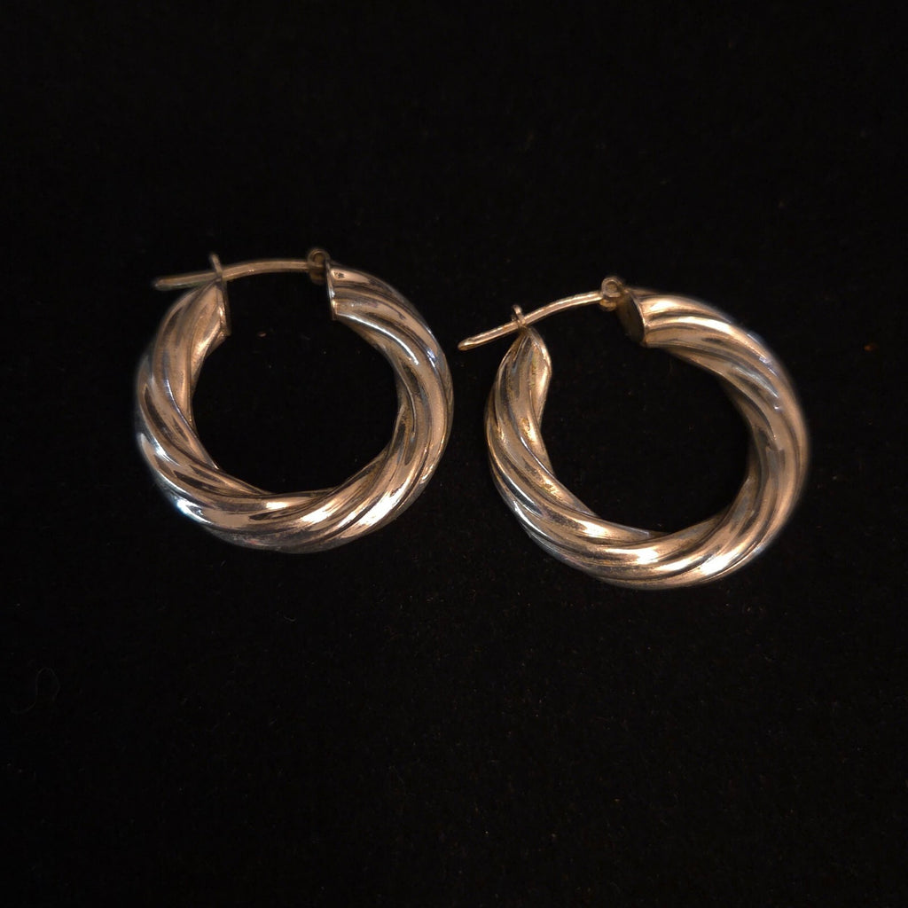 Sterling Silver Twist Hoop Earrings