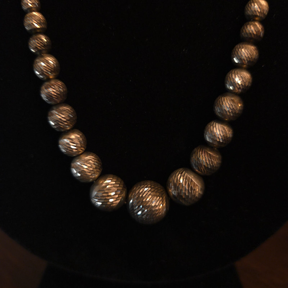 Vintage 24" Sterling Silver Diamond-Cut Beaded Necklace