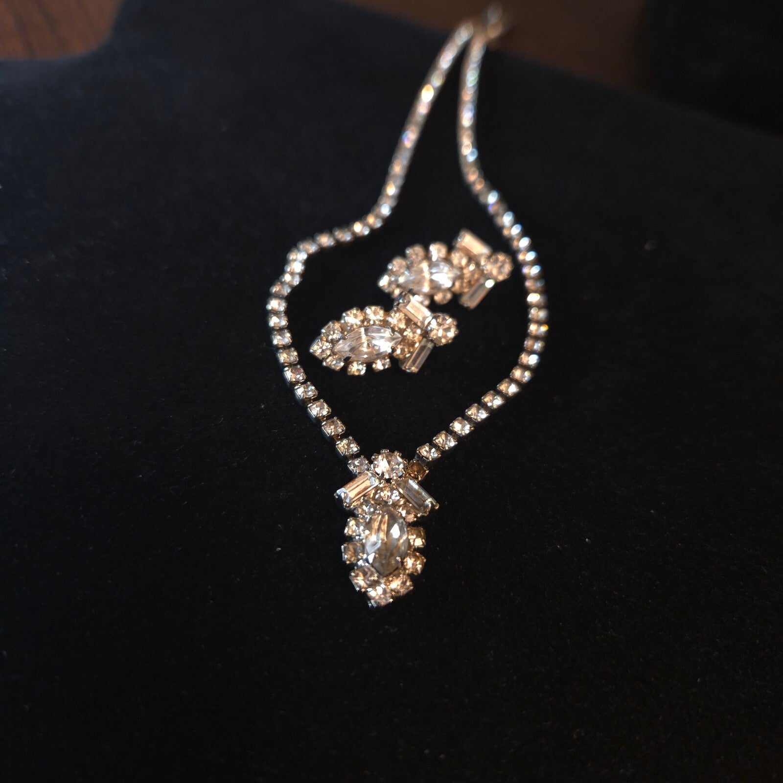 Vintage Rhinestone Necklace and Earring Set