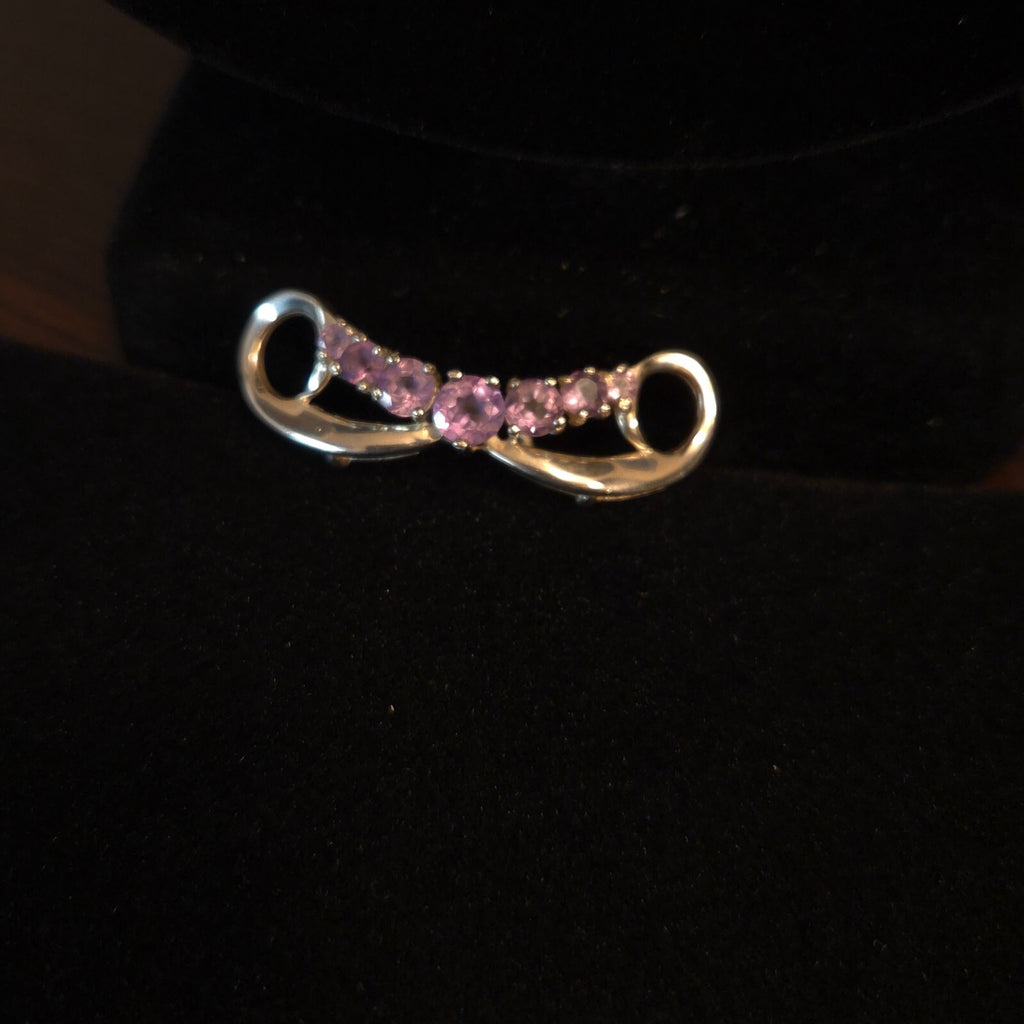 Vintage 925 Sterling Silver & Amethyst Slide Pendant
