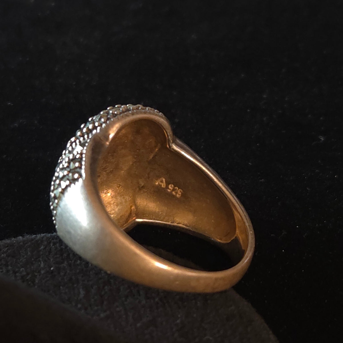 Vintage Size 8 Art Deco Style Ring Dome Marcasite Ring