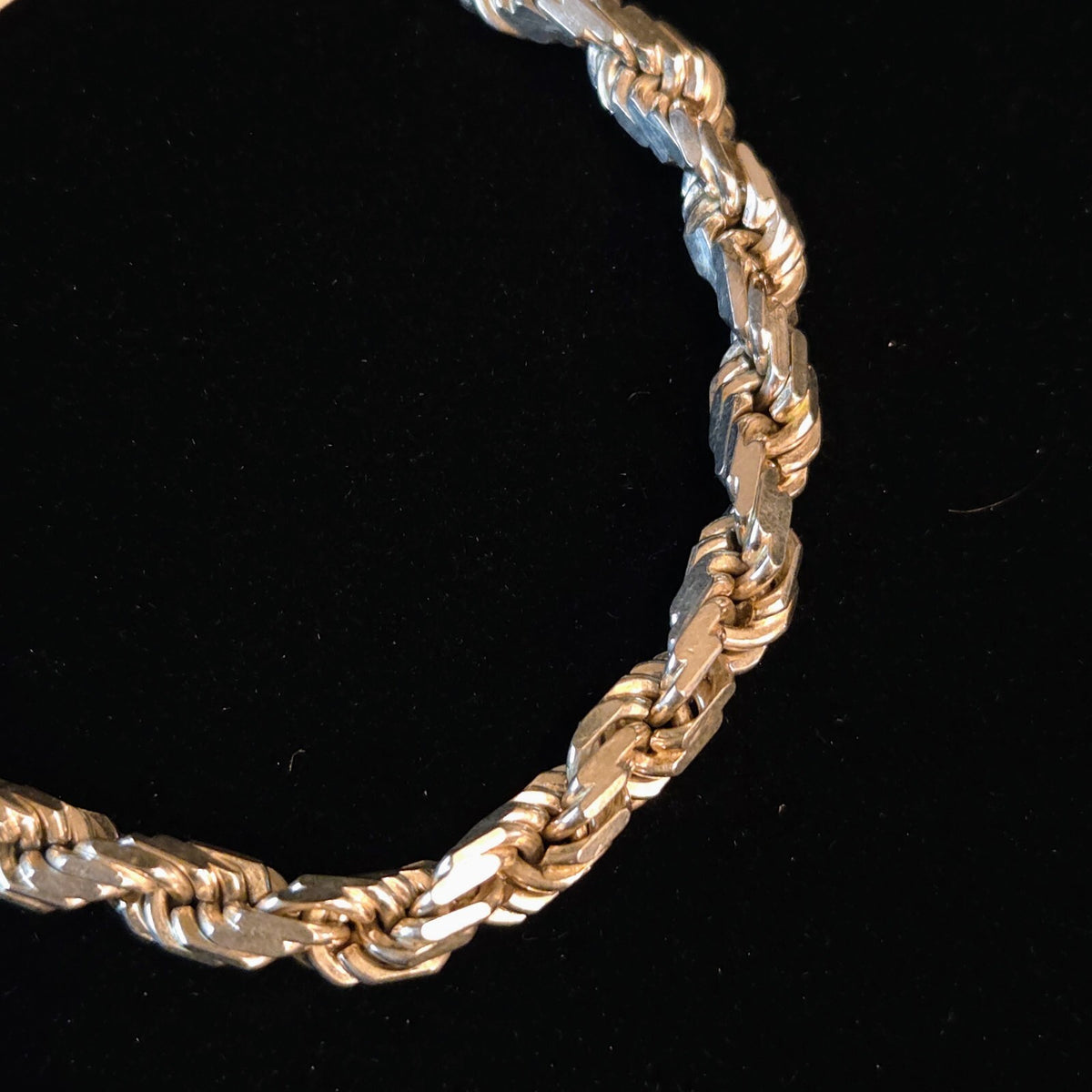 Vintage Sterling Silver 4MM Diamond-Cut Rope Chain Bracelet