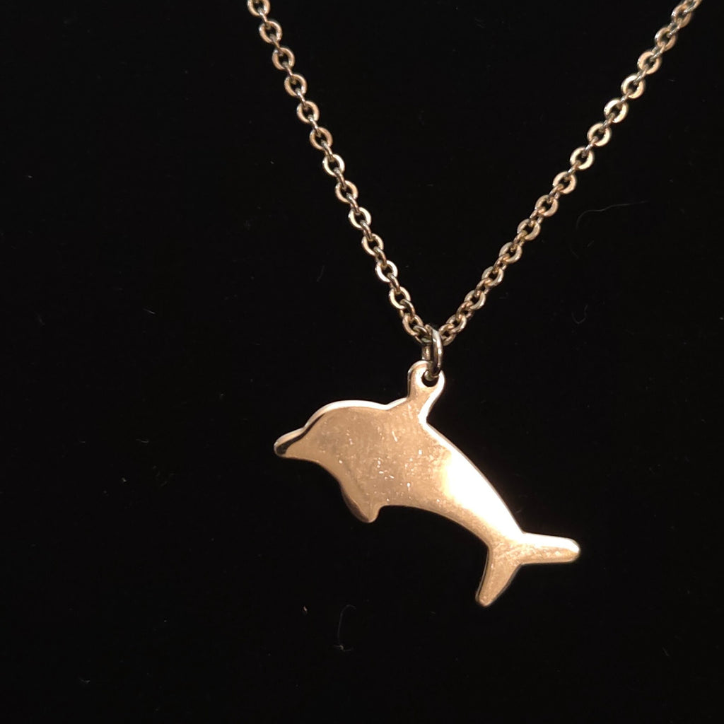 Silver-Tone 18" Blue Dolphin Pendant Necklace