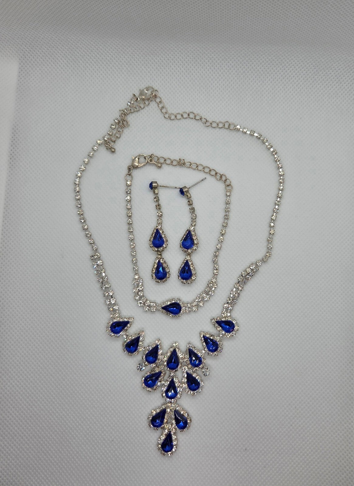 Royal Blue and Silver Rhinestone Jewelry Set