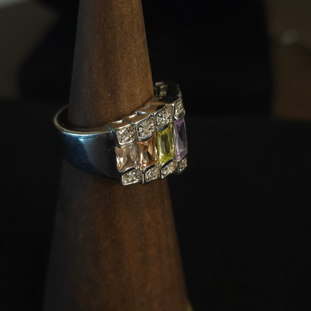 Vintage Size 6 18K GE Rainbow CZ Ring