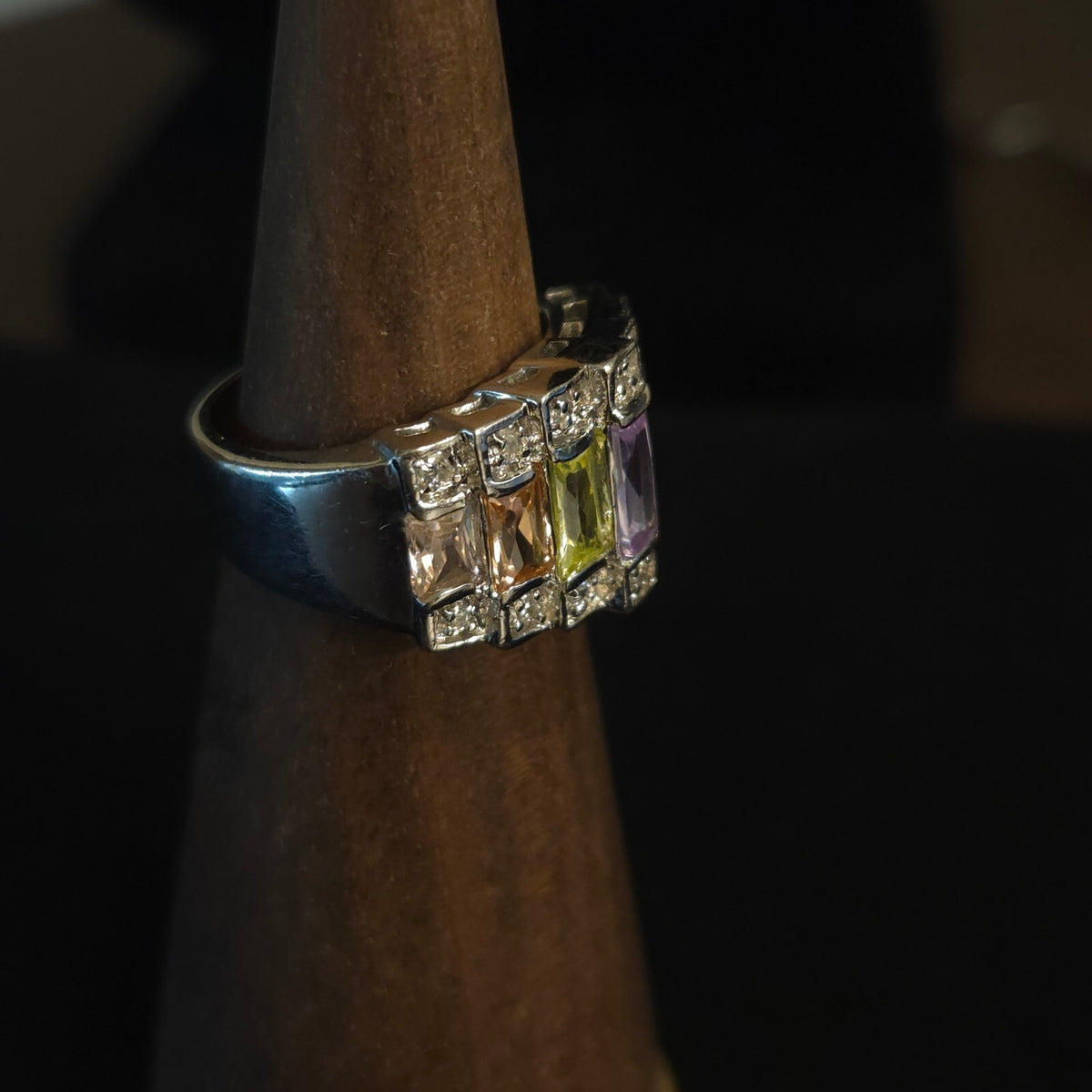 Vintage Size 6 18K GE Rainbow CZ Ring