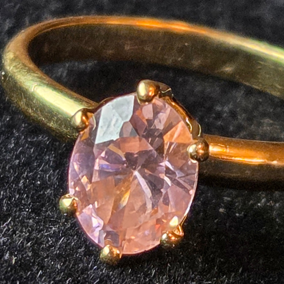 18K Gold Plated Ring with Pink Glass