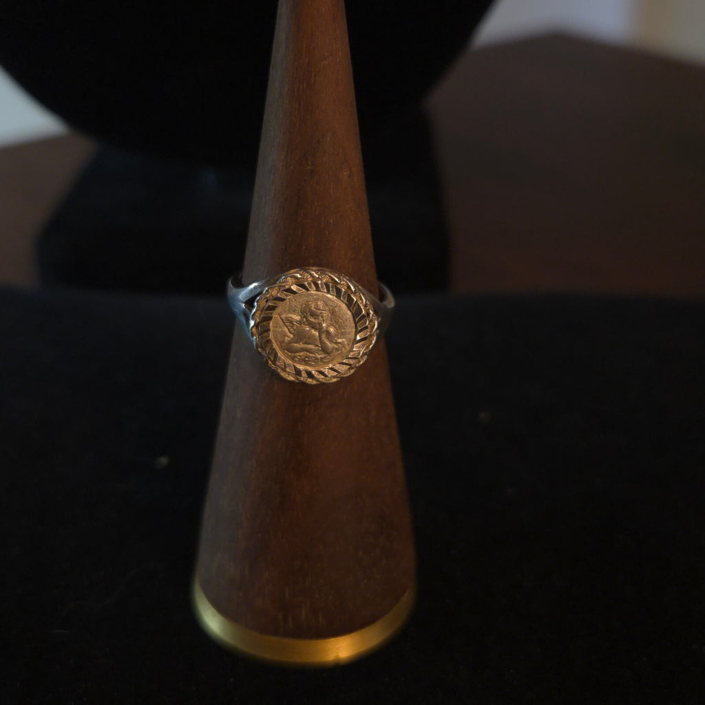 Vintage Size 7 Sterling Silver Cherub/Angel Signet Ring