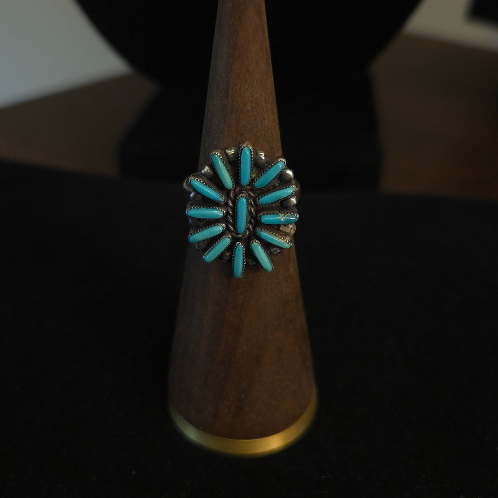 Vintage Size 6 C-R Zunie Turquoise Ring