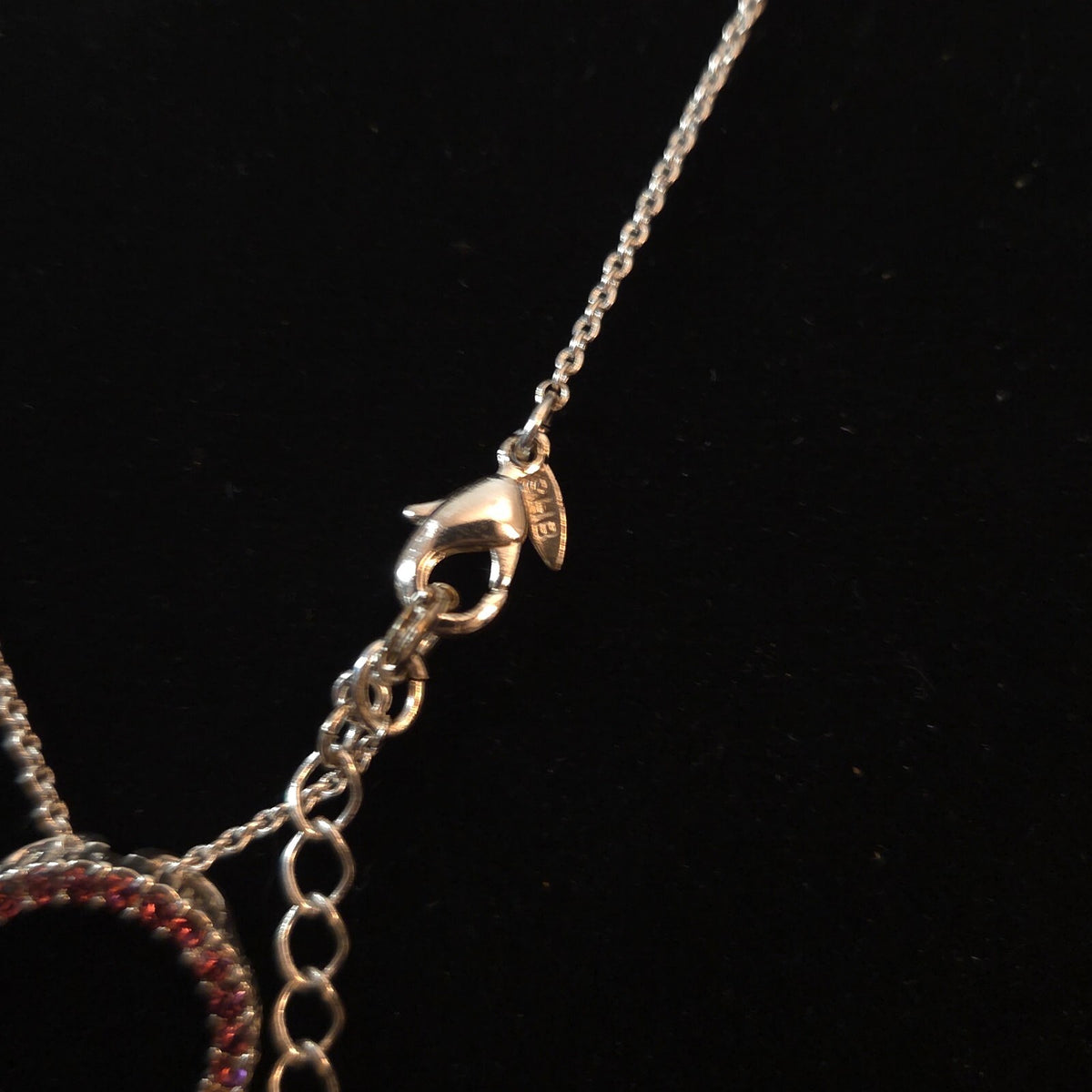 SHB Silver-Tone Red Rhinestone Circle Pendant Necklace