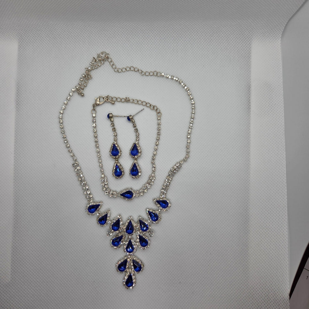 Royal Blue and Silver Rhinestone Jewelry Set
