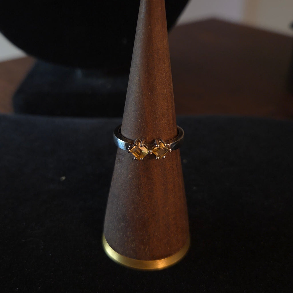 Vintage Size 8 Sterling Silver and Yellow Citrine Ring