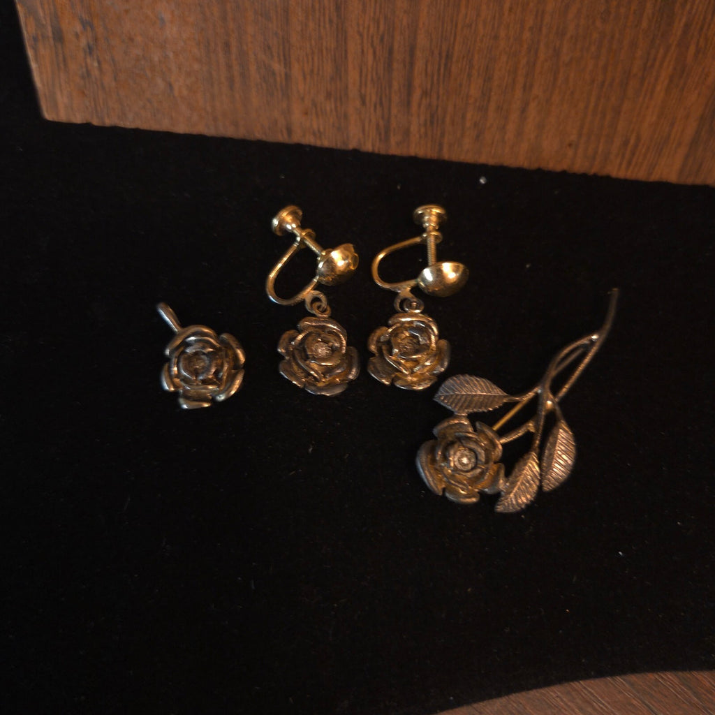 Gold Over Sterling Silver AVON Rose Set