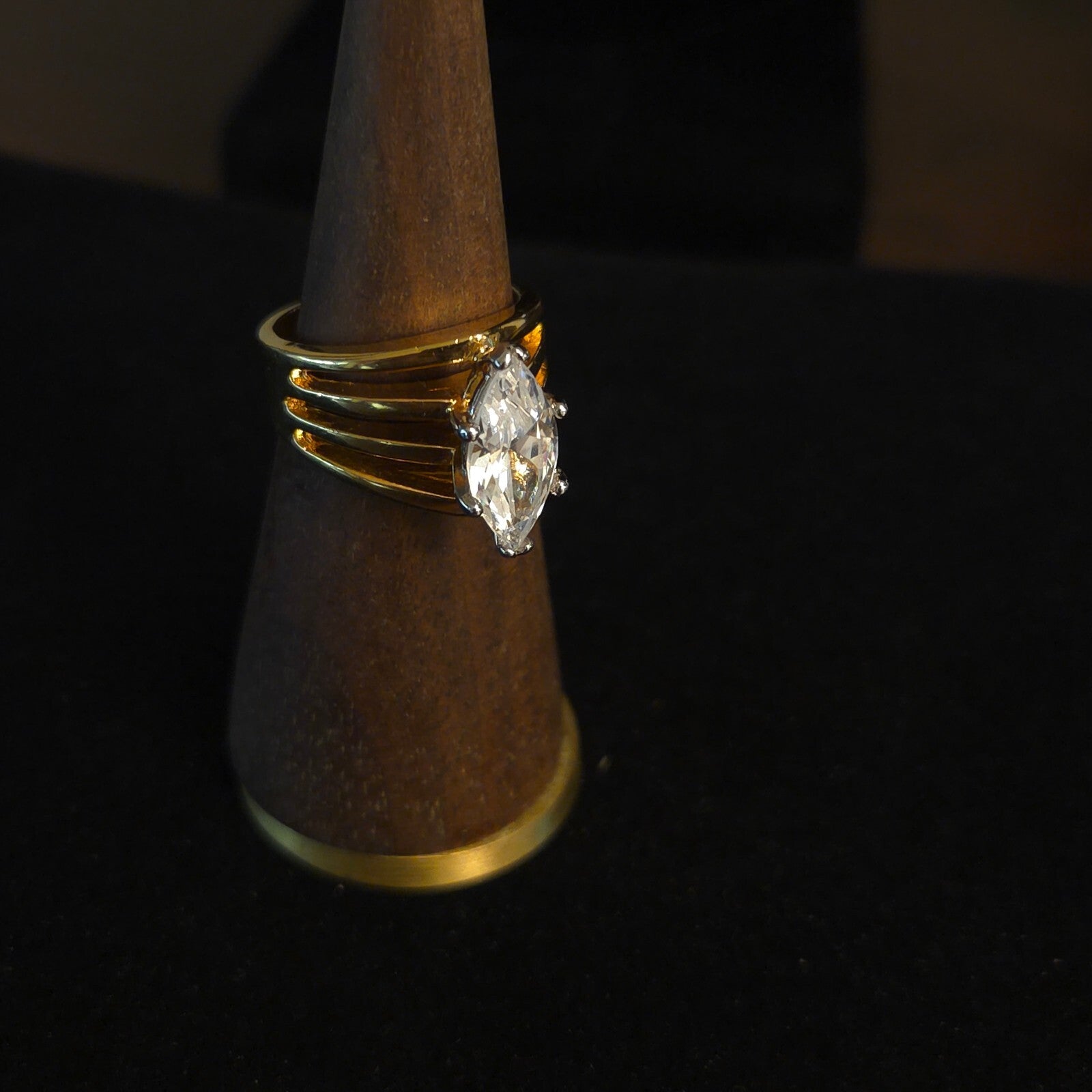 Vintage Size 8 14K HGE LIND Marquise CZ Ring