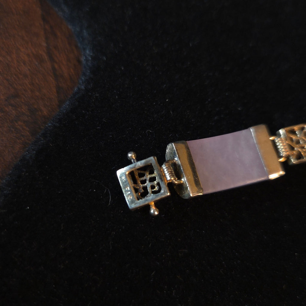 Vintage Gold over Sterling Silver Lavender Jade Bracelet