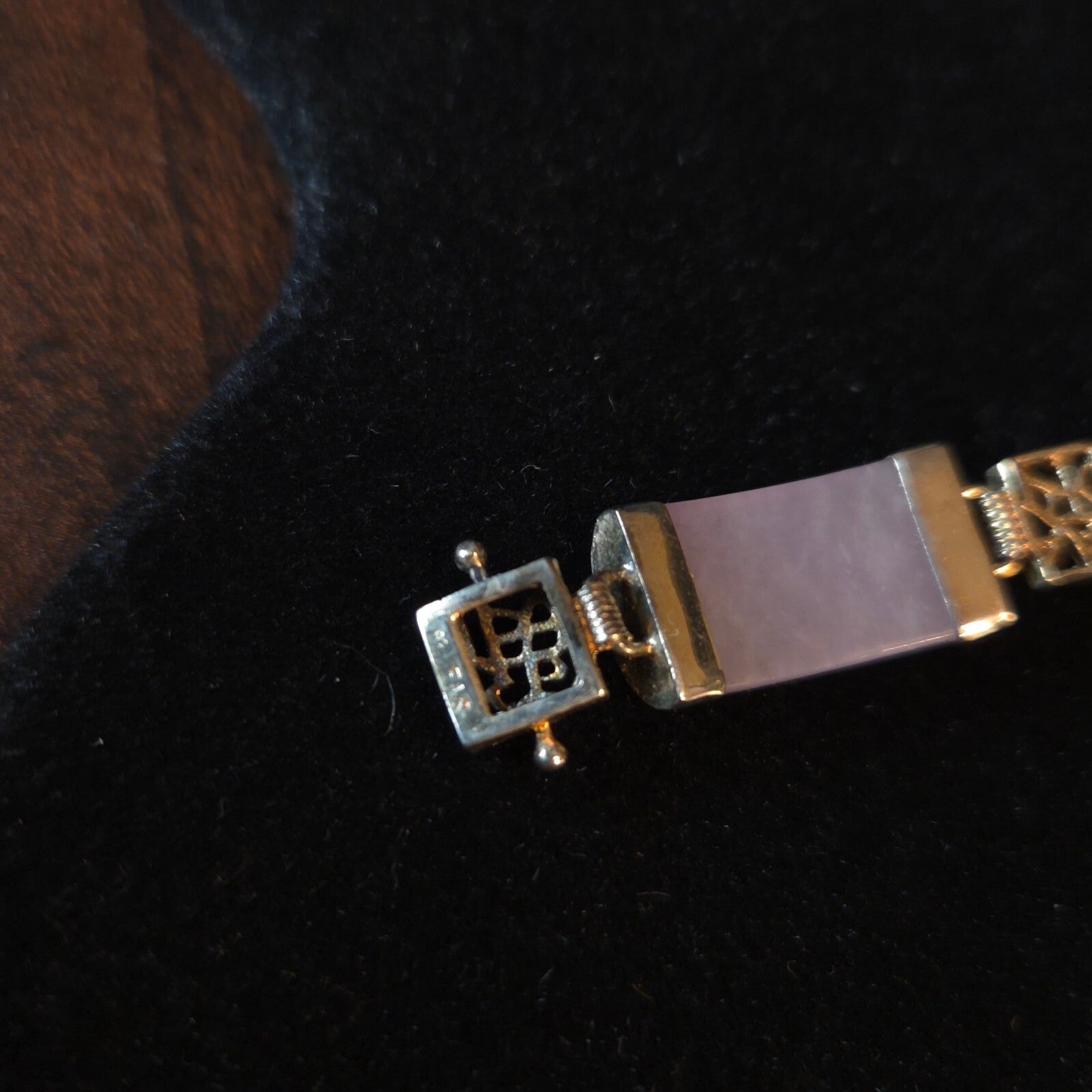 Vintage Gold over Sterling Silver Lavender Jade Bracelet